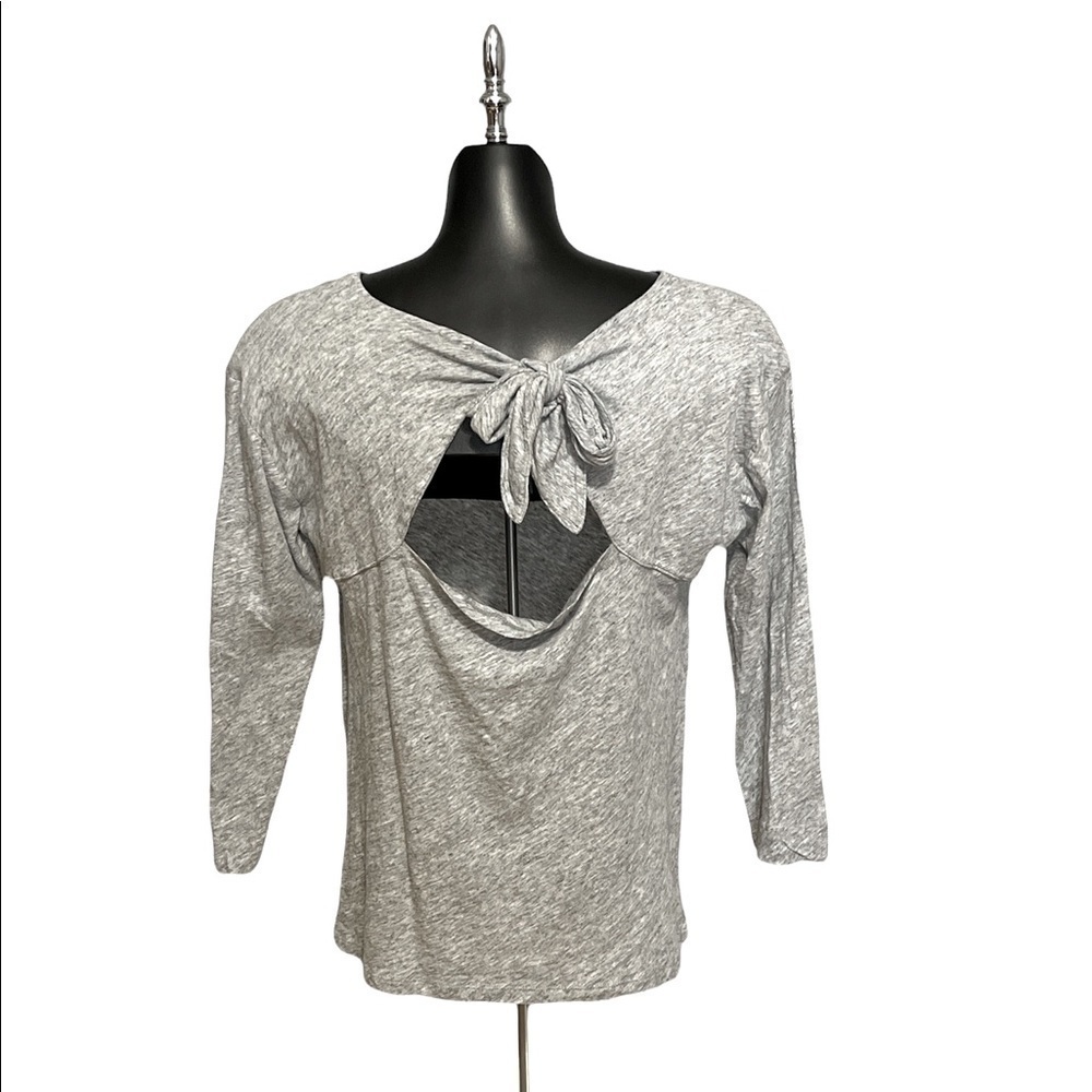 Women’s J. crew 100% cotton 3/4 length sleeve open back round neck top / size L - Picture 4 of 6